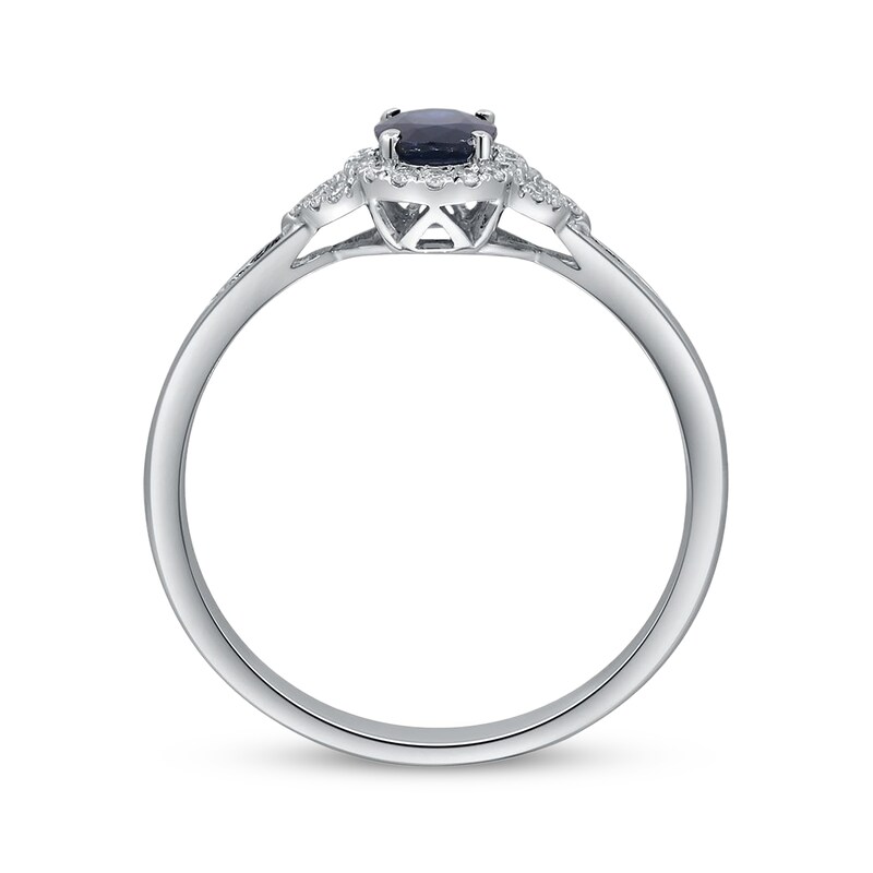 Main Image 2 of Oval-Cut Natural Blue Sapphire & Diamond Ring 1/10 ct tw 14K White Gold