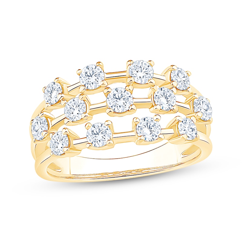 Main Image 1 of Diamond Three-Row Fashion Ring 1 ct tw 18K Yellow Gold