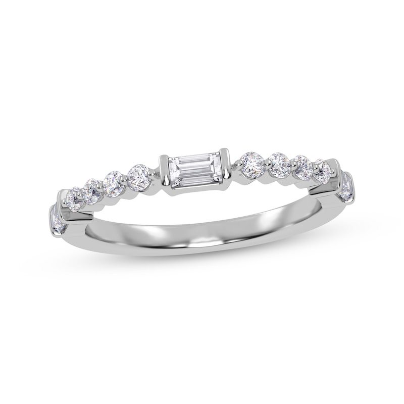 Main Image 1 of Adore Round and Baguette-Cut Diamond Anniversary Ring 1/4 ct tw 14K White Gold