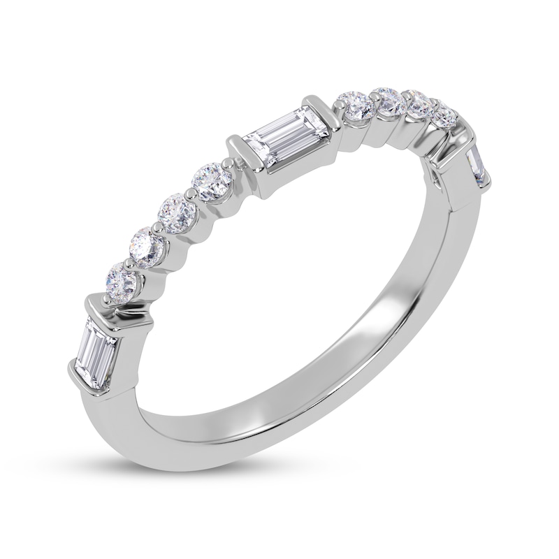 Main Image 2 of Adore Round and Baguette-Cut Diamond Anniversary Ring 1/4 ct tw 14K White Gold