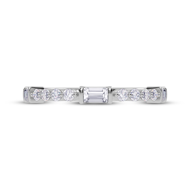 Main Image 3 of Adore Round and Baguette-Cut Diamond Anniversary Ring 1/4 ct tw 14K White Gold