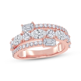 KAY Lab-Grown Diamonds Oval, Emerald & Round-Cut Wrap Ring 2 ct tw 14K Rose Gold