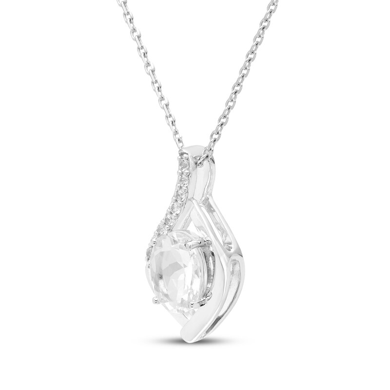 Main Image 2 of Oval-Cut White Lab-Created Sapphire Necklace Sterling Silver 18"