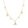 Thumbnail Image 3 of Multi-Diamond Station Dangle Necklace 1/10 ct tw 10K Two-Tone Gold 18"