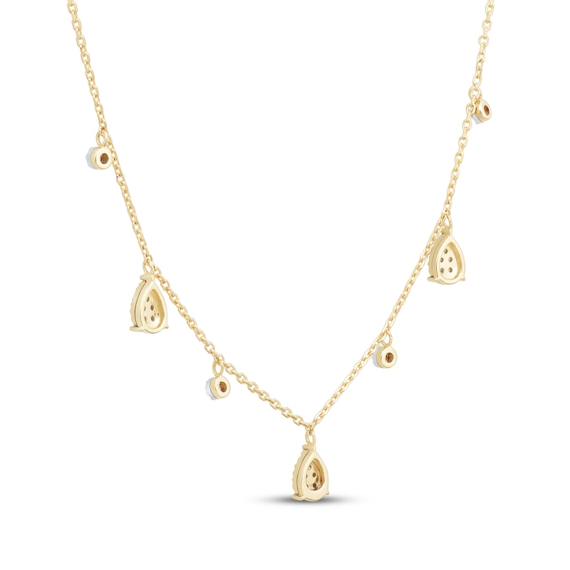 Main Image 3 of Multi-Diamond Station Dangle Necklace 1/10 ct tw 10K Two-Tone Gold 18"