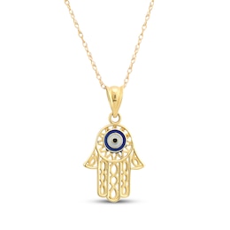 Hamsa Necklace 14K Yellow Gold 18"