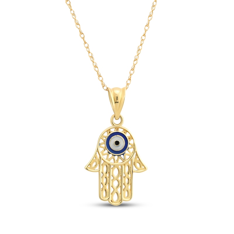 Main Image 1 of Hamsa Necklace 14K Yellow Gold 18"