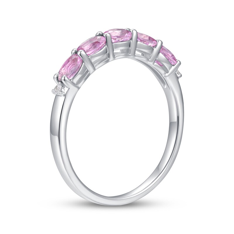 Main Image 2 of Oval-Cut Pink Lab-Created Sapphire & White Lab-Created Sapphire Ring Sterling Silver
