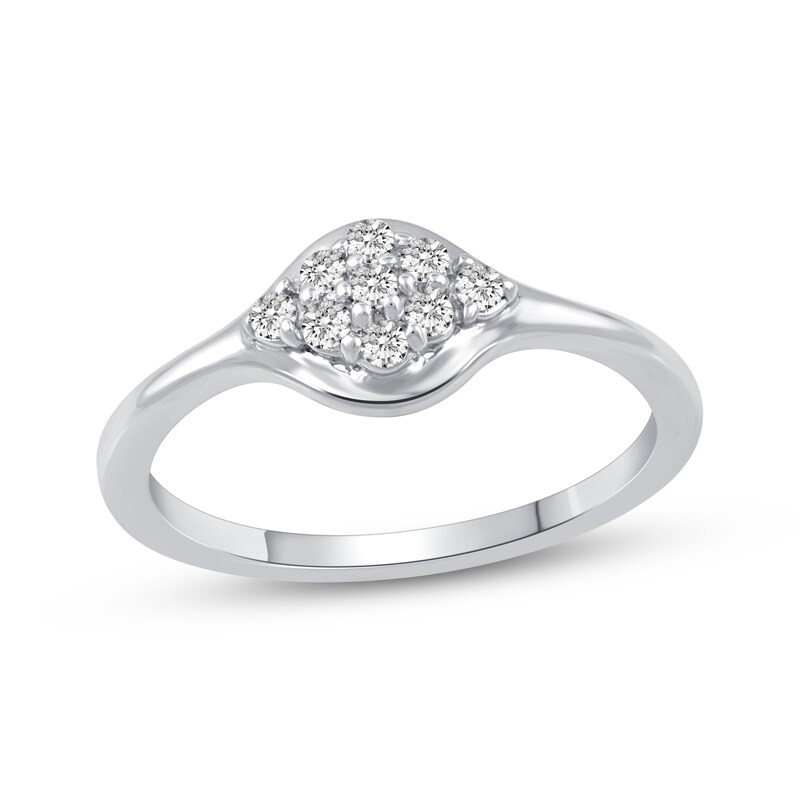 Main Image 1 of Diamond Petite Signet Ring 1/6 ct tw Sterling Silver
