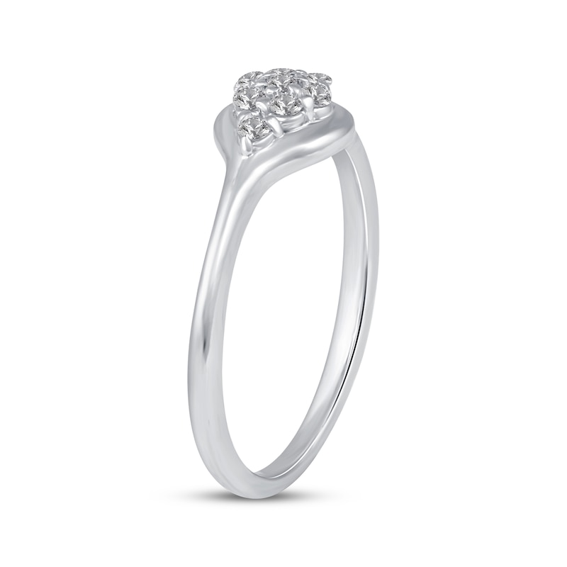 Main Image 2 of Diamond Petite Signet Ring 1/6 ct tw Sterling Silver