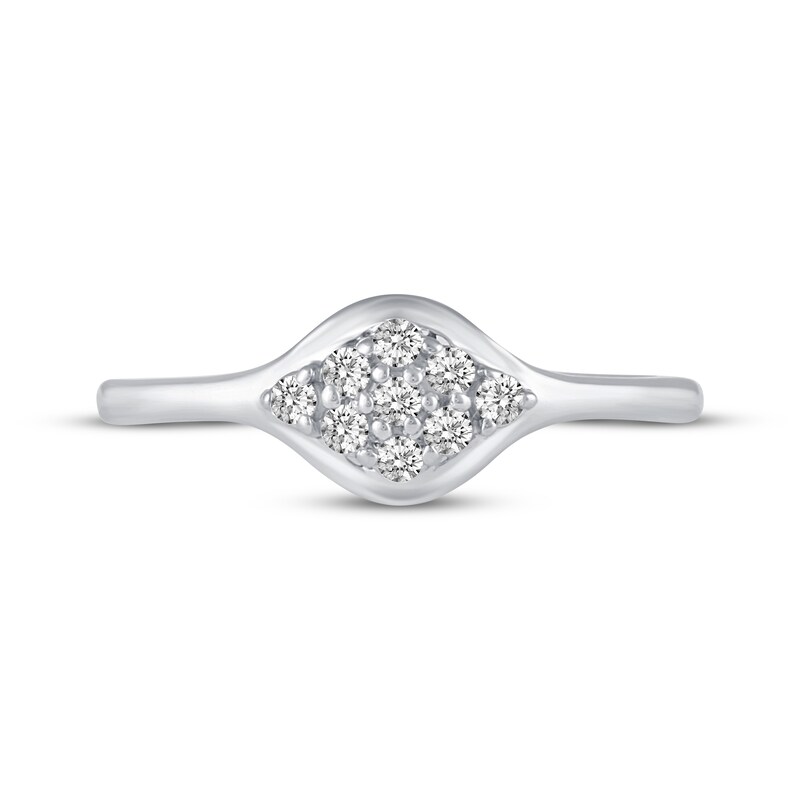 Main Image 4 of Diamond Petite Signet Ring 1/6 ct tw Sterling Silver