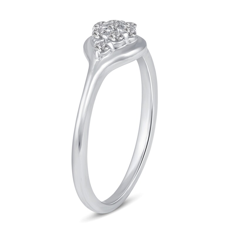 Main Image 5 of Diamond Petite Signet Ring 1/6 ct tw Sterling Silver