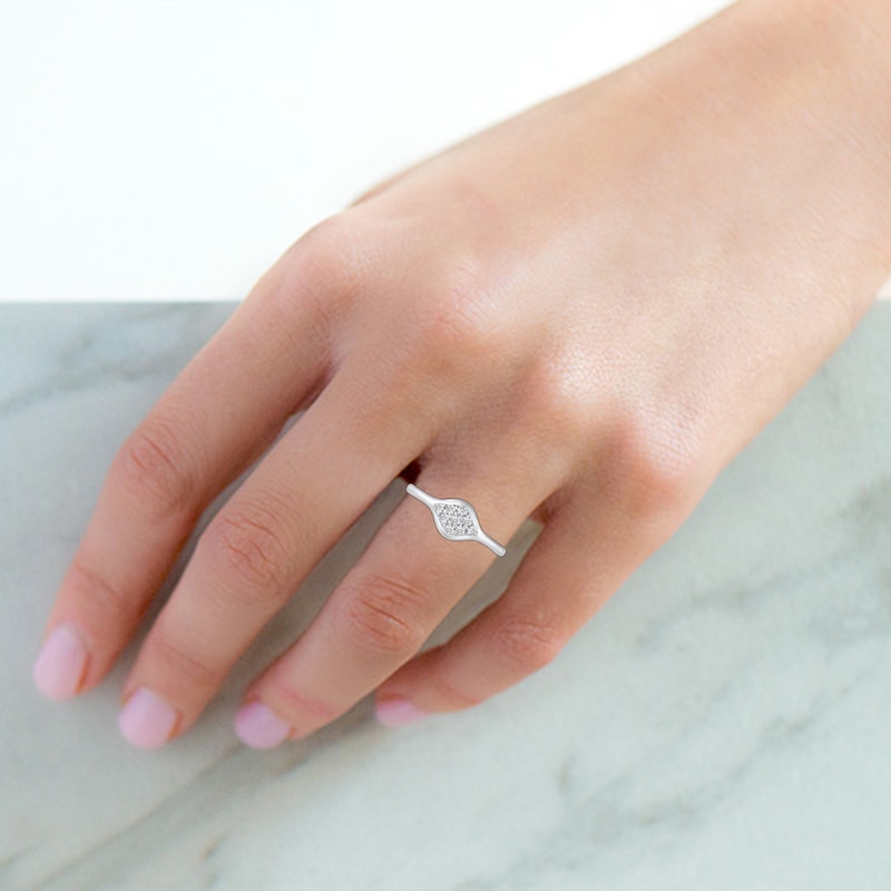 Main Image 7 of Diamond Petite Signet Ring 1/6 ct tw Sterling Silver