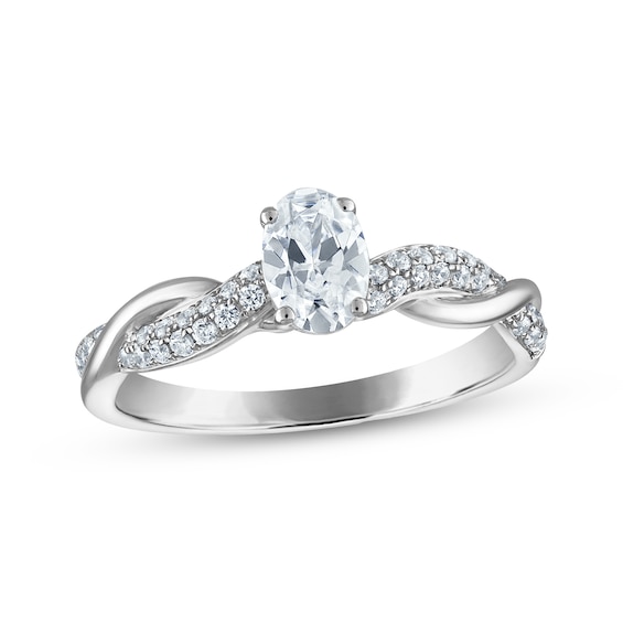 Adore Oval-Cut Diamond Twist Shank Engagement Ring 3/4 ct tw 14K White Gold