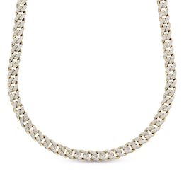 Men's 9mm Pavé-Set Diamond Curb Chain Necklace 1 ct tw Hollow 10K Yellow Gold 20"