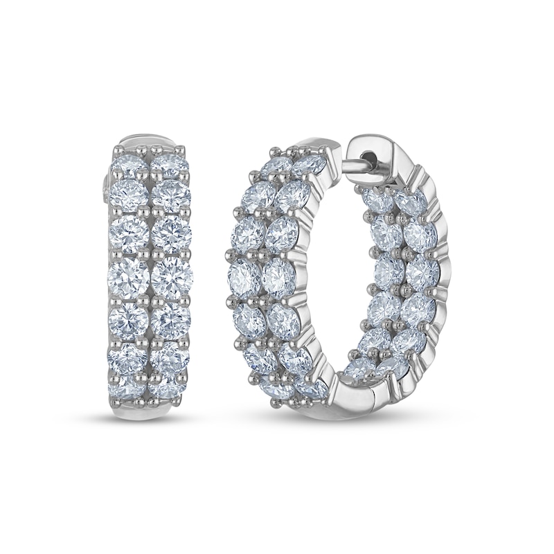 Main Image 1 of KAY Lab-Grown Diamonds Two-Row Inside-Out Hoop Earrings 4 ct tw 14K White Gold