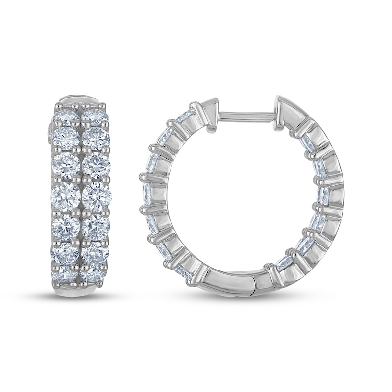 Main Image 3 of KAY Lab-Grown Diamonds Two-Row Inside-Out Hoop Earrings 4 ct tw 14K White Gold