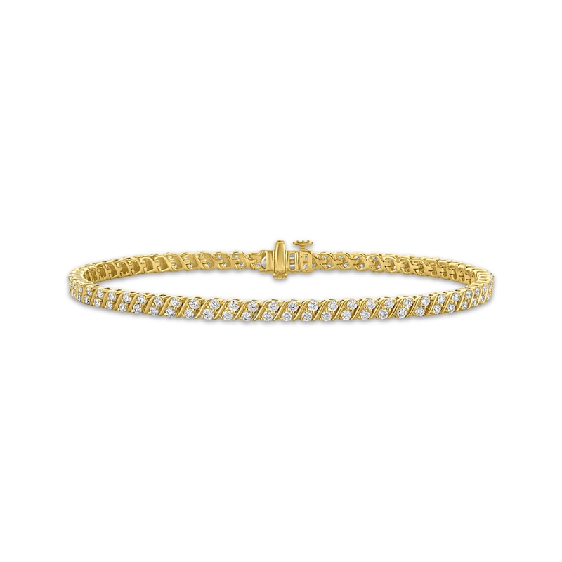 Main Image 1 of KAY Lab-Grown Diamonds Swirl Link Bracelet 2 ct tw 10K Yellow Gold 7.25