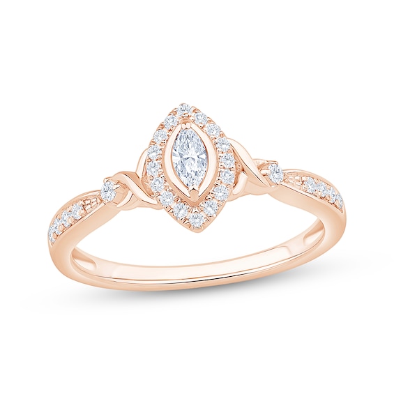 KAY Lab-Grown Diamonds Marquise-Cut Halo Promise Ring 1/4 ct tw 10K Rose Gold