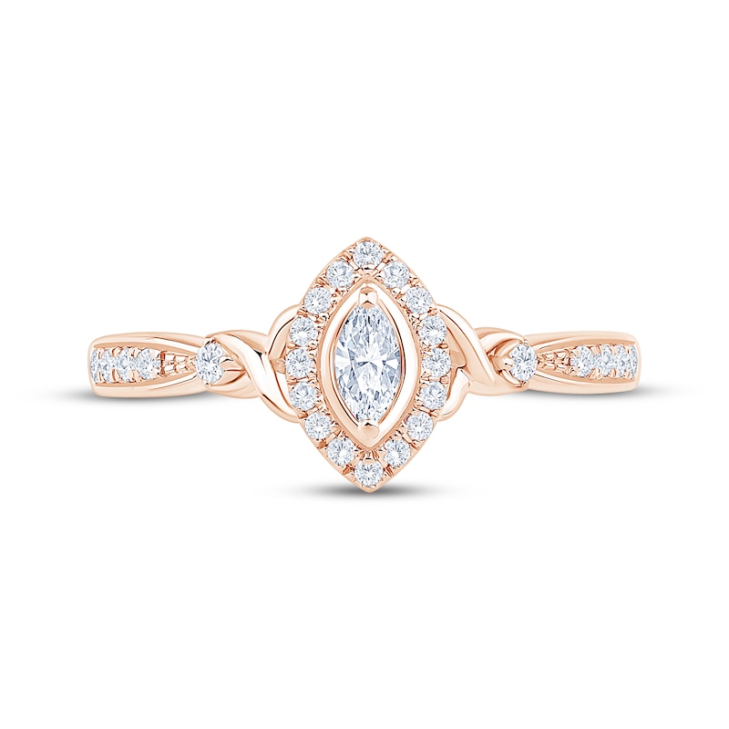 Main Image 3 of KAY Lab-Grown Diamonds Marquise-Cut Halo Promise Ring 1/4 ct tw 10K Rose Gold