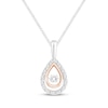 Thumbnail Image 1 of Unstoppable Love Diamond Teardrop Halo Necklace 1/8 ct tw Sterling Silver & 10K Rose Gold 19"