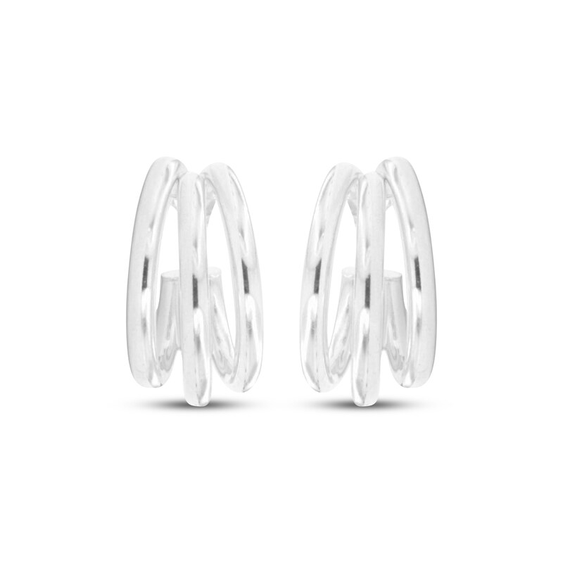 Main Image 2 of Three-Row Split J-Hoop Earrings Sterling Silver