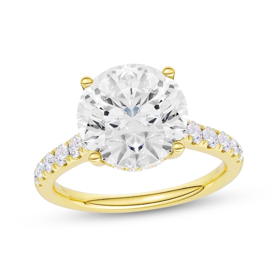 KAY Signature Collection Round-Cut Lab-Grown Diamond Hidden Halo Engagement Ring 4-1/2 ct tw 14K Yellow Gold