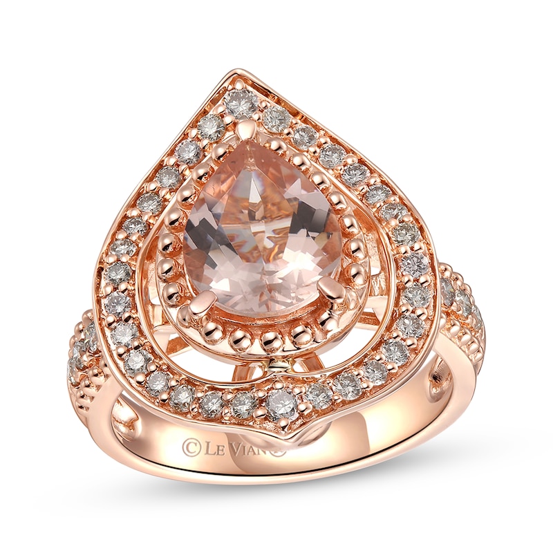 Main Image 1 of Le Vian Pear-Shaped Morganite Halo Ring 5/8 ct tw Diamonds 14K Strawberry Gold