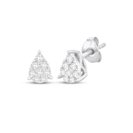 Multi-Diamond Teardrop Stud Earrings 1/4 ct tw 10K White Gold