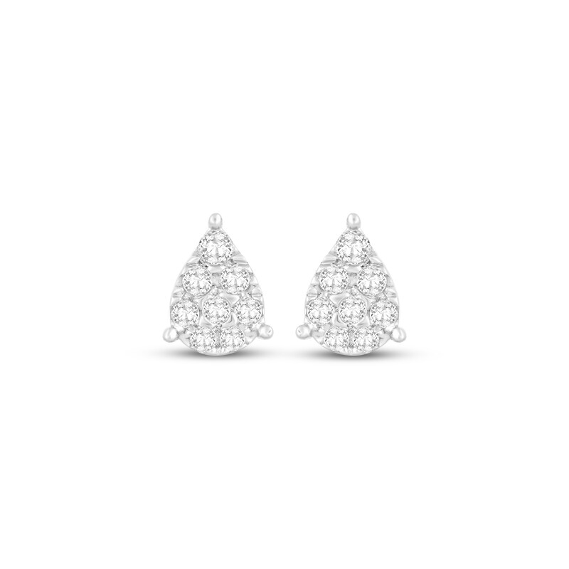 Main Image 2 of Multi-Diamond Teardrop Stud Earrings 1/4 ct tw 10K White Gold