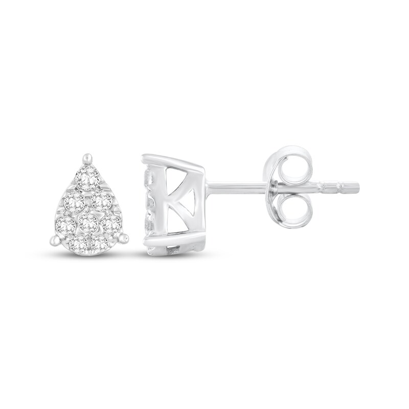 Main Image 3 of Multi-Diamond Teardrop Stud Earrings 1/4 ct tw 10K White Gold