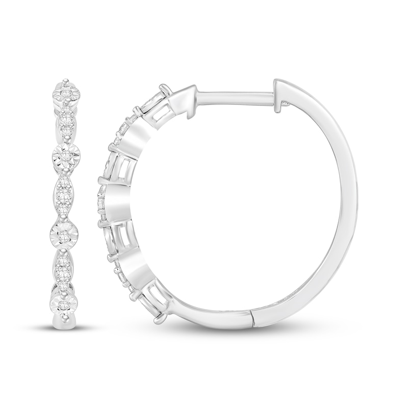 Main Image 3 of Diamond Hoop Earrings 1/8 ct tw Sterling Silver
