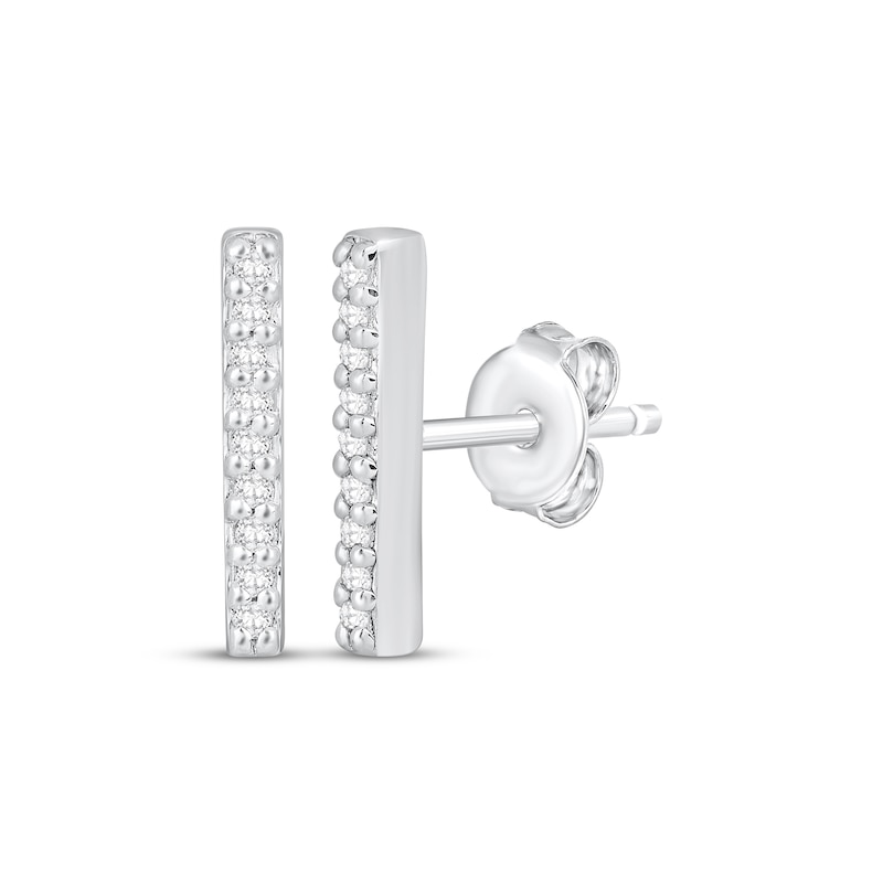 Main Image 1 of Diamond Bar Studs Earrings 1/20 ct tw 10K White Gold