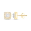 Thumbnail Image 1 of Princess-Cut Diamond Halo Stud Earrings 1/4 ct tw 10K Yellow Gold