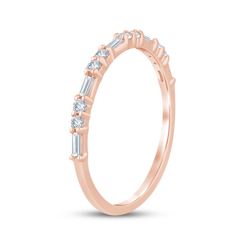 Main Image 2 of Adore Lab-Grown Diamonds Round & Baguette-Cut Anniversary Ring 1/3 ct tw 10K Rose Gold