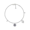 Thumbnail Image 1 of Blue & White Lab-Created Sapphire Hamsa & Evil Eye Dangle Bracelet Sterling Silver 7.5"