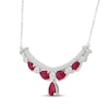 Thumbnail Image 2 of Pear-Shaped Lab-Created Ruby & White Lab-Created Sapphire Necklace Sterling Silver 18"