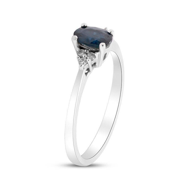 Main Image 2 of Oval-Cut Natural Blue Sapphire & Diamond Ring 1/15 ct tw 10K White Gold