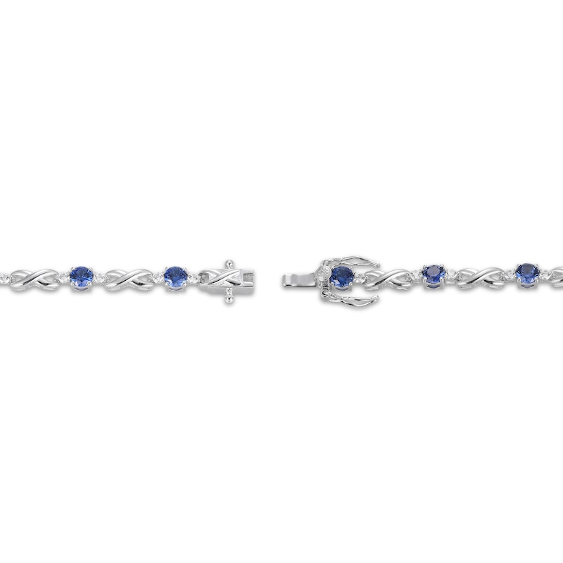 Main Image 3 of Blue & White Lab-Created Sapphire Infinity Bracelet Sterling Silver 7.25"
