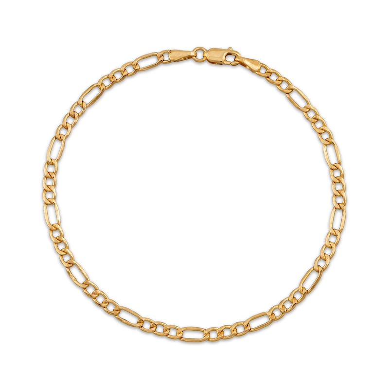 Main Image 1 of 3.4mm Figaro Chain Bracelet Hollow 10K Yellow Gold 7.5"