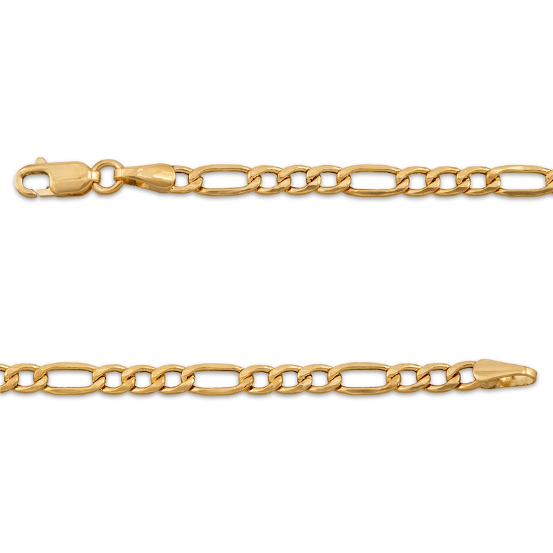 Main Image 2 of 3.4mm Figaro Chain Bracelet Hollow 10K Yellow Gold 7.5"