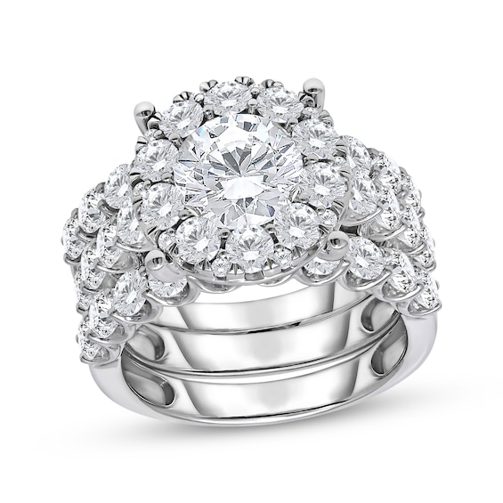 Adore Lab Grown Diamonds Round-Cut Halo Three-Piece Bridal Set 5 ct tw 14K White Gold
