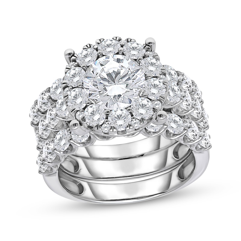 Main Image 1 of Adore Lab Grown Diamonds Round-Cut Halo Three-Piece Bridal Set 5 ct tw 14K White Gold