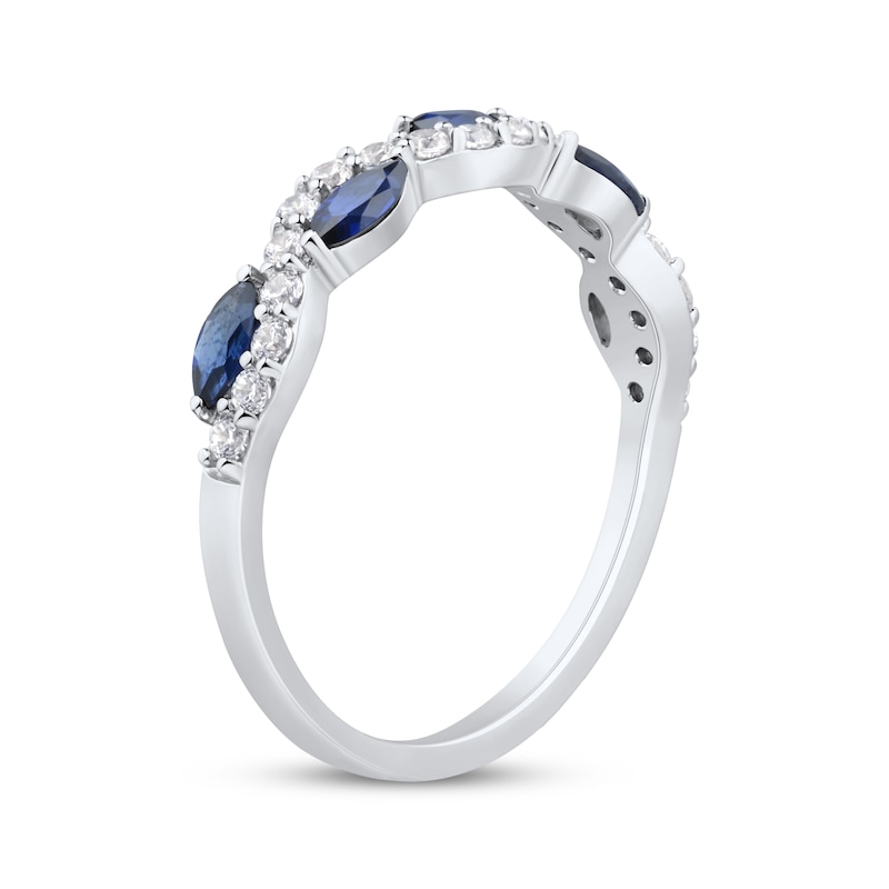 Main Image 2 of Adore Lab-Grown Diamonds Marquise-Cut Blue Lab-Created Sapphire Anniversary Ring 1/4 ct tw 14K White Gold
