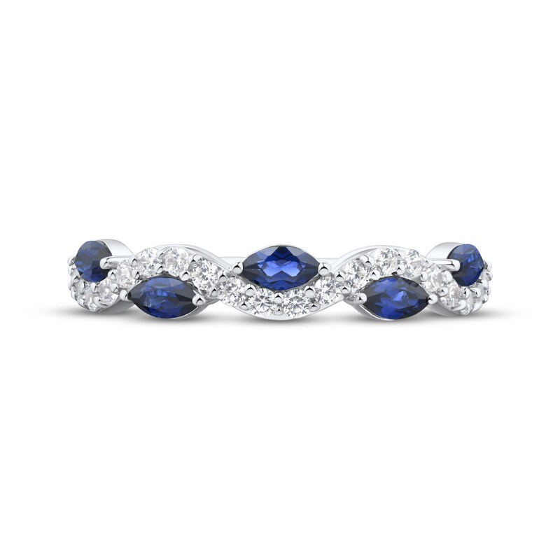 Main Image 3 of Adore Lab-Grown Diamonds Marquise-Cut Blue Lab-Created Sapphire Anniversary Ring 1/4 ct tw 14K White Gold