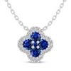 Thumbnail Image 1 of Blue & White Lab-Created Sapphire Clover Necklace Sterling Silver 18"