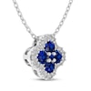 Thumbnail Image 2 of Blue & White Lab-Created Sapphire Clover Necklace Sterling Silver 18"
