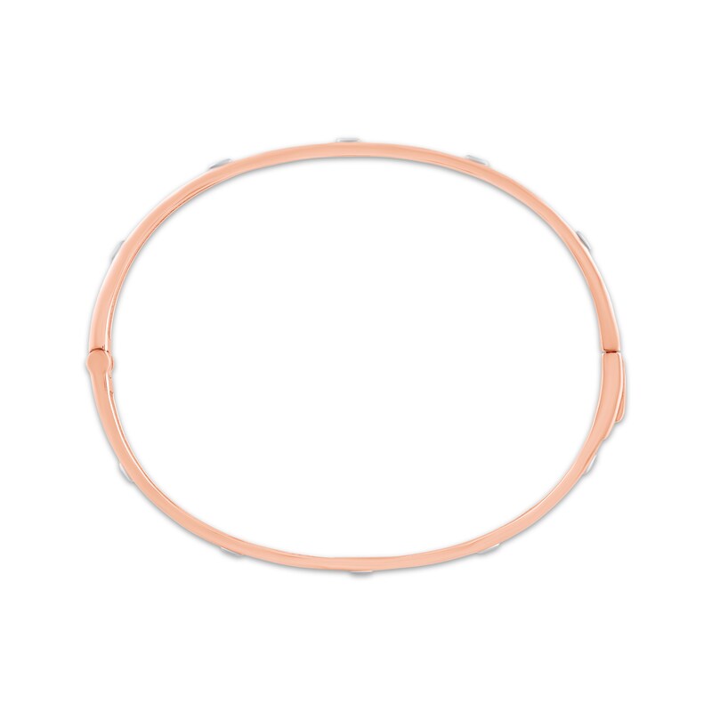 Main Image 3 of Diamond Bezel-Set Station Bangle Bracelet 1/5 ct tw 10K Rose Gold