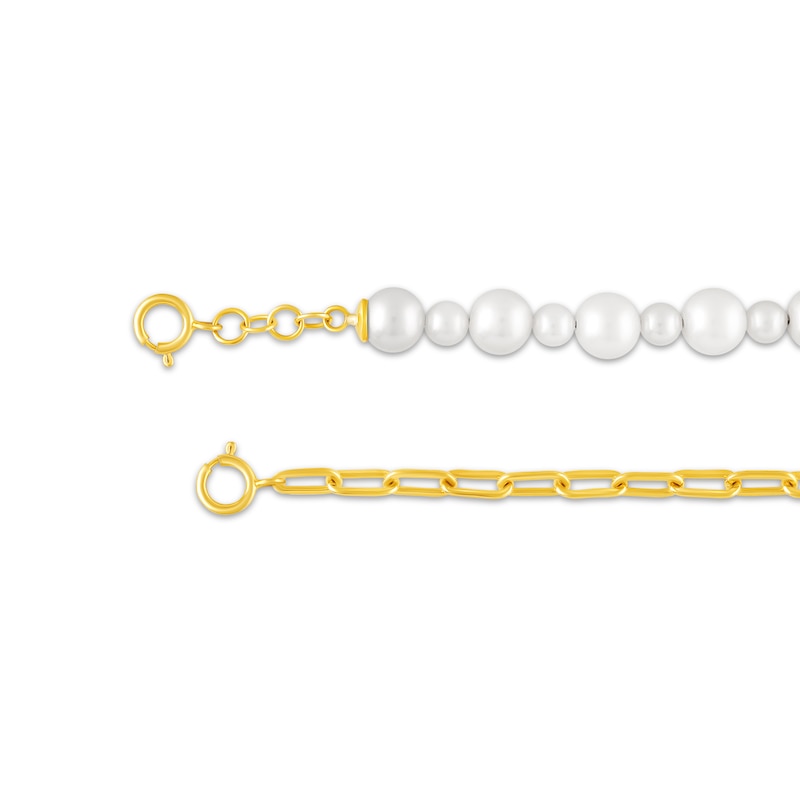 Main Image 3 of STUDIO BY KAY Cultured Freshwater Pearl & Paperclip Chain Choker Necklace 24K Yellow Gold Vermeil Sterling Silver 15"