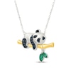 Thumbnail Image 2 of Lab-Created Emerald & Black Onyx Panda Necklace Sterling Silver & 10K Yellow Gold 18"
